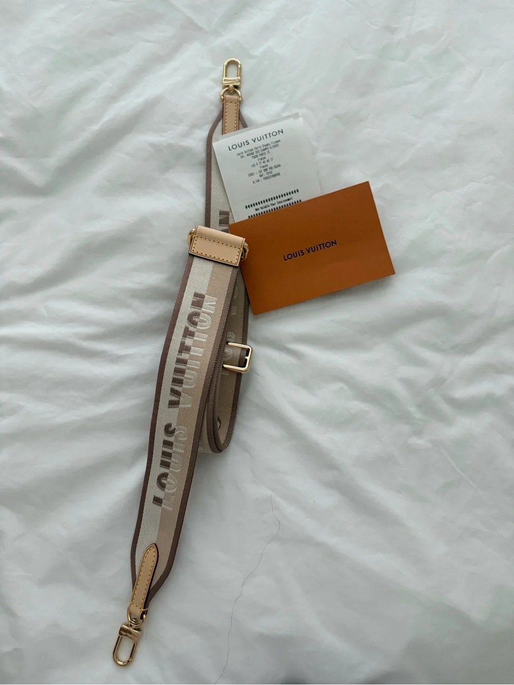 Louis Vuitton Bandoulière Beige Branded Adjustable Strap with Gold Hardware